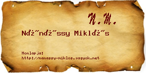 Nánássy Miklós névjegykártya