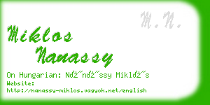 miklos nanassy business card